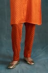 Krishna Mehta_Fuchsia Modal Printed Geometric Collared Bandhej Embroidered Tunic And Pant Set _Online_at_Aza_Fashions