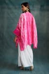 Shop_Krishna Mehta_Pink Tussar Beads Collared Tie-dye Pattern Kaftan _at_Aza_Fashions