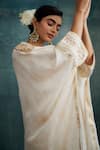 Buy_Krishna Mehta_Off White Modal Gota Patti Split V-neck Embroidered Kaftan _Online_at_Aza_Fashions