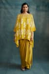 Krishna Mehta_Yellow Modal Draped Maxi Skirt _Online_at_Aza_Fashions