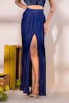 Buy_Amrood_Blue Satin Embroidery Beads Square Neck Florin Cape And Draped Skirt Set _Online_at_Aza_Fashions