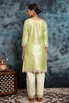 Shop_Musal_Green Banarasi Silk Embroidery Gota Notched Shaam-e-mehendi Kurta And Salwar Set _at_Aza_Fashions