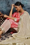 Musal_Gold Crushed Tissue Embroidery Fringe Gote Vala Lace Dupatta _Online_at_Aza_Fashions