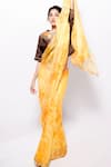 Buy_Bihart_Yellow Saree Kota Doria Silk Tie Dye Raangsaaz With Sujani Work Crop Top _at_Aza_Fashions