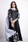 Buy_Bihart_Black Anarkali And Dupatta Wild Silk Placement Applique Ibadatgah Pant Set _at_Aza_Fashions