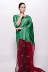 Buy_Bihart_Green Wild Silk Embroidery Sujani V Rangsaaz Heart Applique Saree With Blouse _at_Aza_Fashions