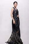 Shop_Bihart_Grey Wild Silk Embroidery Sujani Tarangini Saree With Unstitched Blouse Piece _at_Aza_Fashions