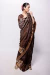 Shop_Bihart_Brown Wild Silk Embroidery Tarangini Woven Saree With Unstitched Blouse Piece _at_Aza_Fashions