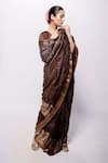 Bihart_Brown Wild Silk Embroidery Tarangini Woven Saree With Unstitched Blouse Piece _Online_at_Aza_Fashions