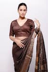 Shop_Bihart_Brown Wild Silk Embroidery Tarangini Woven Saree With Unstitched Blouse Piece _Online_at_Aza_Fashions