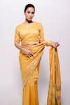 Buy_Bihart_Yellow Wild Silk Embroidery Tarangini Saree With Unstitched Blouse Piece _at_Aza_Fashions