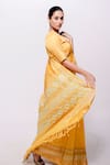 Shop_Bihart_Yellow Wild Silk Embroidery Tarangini Saree With Unstitched Blouse Piece _at_Aza_Fashions