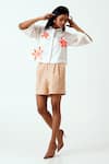 Madder Much_Ivory Handloom Cotton Embroidery Sequin Zola Crop Shirt With Pleated Shorts _at_Aza_Fashions