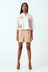 Buy_Madder Much_Ivory Handloom Cotton Embroidery Sequin Zola Crop Shirt With Pleated Shorts 