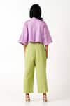 Shop_Madder Much_Purple Chanderi Embroidery Zola Ranglan Sleeve Crop Shirt With Pleated Pant _at_Aza_Fashions