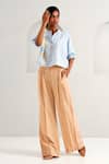 Shop_Madder Much_Blue Handloom Cotton Sequins, Embroidery Bandeau Neck Terra Full Moon Boxy Top _Online_at_Aza_Fashions