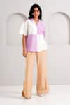 Shop_Madder Much_Beige Handloom Cotton Embroidery Roxy And Vince Button Up Pant _at_Aza_Fashions