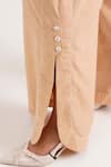 Madder Much_Beige Handloom Cotton Embroidery Roxy And Vince Button Up Pant _Online_at_Aza_Fashions