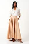Buy_Madder Much_White Handloom Cotton Embroidery, Beads Collared Jena Latte Woven Swirl Top _at_Aza_Fashions