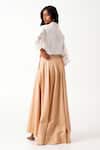 Shop_Madder Much_White Handloom Cotton Embroidery, Beads Collared Jena Latte Woven Swirl Top _at_Aza_Fashions