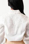 Shop_Madder Much_White Handloom Cotton Embroidery, Beads Collared Jena Latte Woven Swirl Top _Online_at_Aza_Fashions