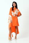 Buy_Madder Much_Orange Crepe Patchwork, Embroidery Bandeau Neck Nante Woven Kaftan Dress _at_Aza_Fashions