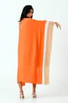 Shop_Madder Much_Orange Crepe Patchwork, Embroidery Bandeau Neck Nante Woven Kaftan Dress _at_Aza_Fashions