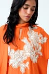 Buy_Madder Much_Orange Crepe Patchwork, Embroidery Bandeau Neck Nante Woven Kaftan Dress _Online_at_Aza_Fashions