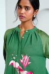 Shop_Madder Much_Green Handloom Cotton Embroidered Floral Band Suvi Kurta With Pant _Online_at_Aza_Fashions