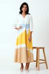 Buy_Madder Much_Multi Color Handloom Cotton Embroidery Sahar Woven Panelled Dress With Belt _at_Aza_Fashions