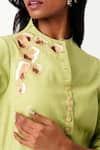 Buy_Madder Much_Green Handloom Cotton Sequins, Spring Sierra Peplum Top With Tapered Skirt _Online_at_Aza_Fashions