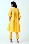 Shop_Madder Much_Yellow Handloom Cotton Embroidered Floral Band Canary Suvi Kurta With Pant _at_Aza_Fashions