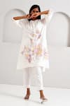 Buy_Madder Much_White Handloom Cotton Embroidered Floral Band Suvi Kurta With Pant _at_Aza_Fashions