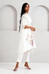 Madder Much_White Handloom Cotton Embroidered Floral Band Suvi Kurta With Pant _at_Aza_Fashions