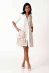 Buy_Madder Much_White Handloom Cotton Embroidered Floral Bird V-neck Taiwo Shirt Dress 