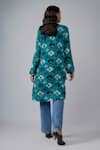 Shop_PS Pret by Payal Singhal_Blue Crepe Print Safari Round Neck High Low Tunic _at_Aza_Fashions