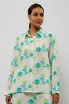 Buy_PS Pret by Payal Singhal_Green Crepe Print Iris Collar Neck Jaipuri Shirt With Pant _Online_at_Aza_Fashions