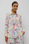 Buy_PS Pret by Payal Singhal_Pink Crepe Print Glory Garden Collar Neck Shirt With Pant _Online_at_Aza_Fashions