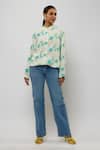 Buy_PS Pret By Payal Singhal_Ivory Crepe Print Jaipur Floral Stand Collar Top _at_Aza_Fashions