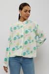 PS Pret By Payal Singhal_Ivory Crepe Print Jaipur Floral Stand Collar Top _Online_at_Aza_Fashions