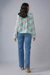 Shop_PS Pret By Payal Singhal_Pink Crepe Print Jaipur Floral Stand Collar Top _at_Aza_Fashions