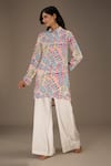 Buy_PS Pret by Payal Singhal_Blue Crepe Print Poison Ivy Collared Neck Long Shirt _at_Aza_Fashions