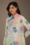 PS Pret by Payal Singhal_Multi Color Crepe Print Euphoria Collared Neck Long Shirt _Online_at_Aza_Fashions