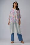 Buy_PS Pret by Payal Singhal_Blue Crepe Print Poison Ivy Round Neck Long Tunic _at_Aza_Fashions