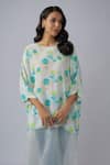 PS Pret by Payal Singhal_Green Crepe Print Jaipur Floral Round Neck Tunic _Online_at_Aza_Fashions