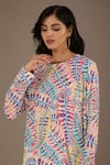 PS Pret by Payal Singhal_Multi Color Crepe Print Poison Ivy Round Neck Asymmetric Tunic _Online_at_Aza_Fashions