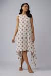 Buy_PS Pret by Payal Singhal_Ivory Crepe Print Floral Basant Round Neck Dress _at_Aza_Fashions