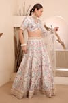 ISHRAM COUTURE_Ivory Handwoven Cotton Silk Embroidered Thread Akanksha Floral Lehenga Set _Online_at_Aza_Fashions