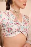 Buy_ISHRAM COUTURE_Ivory Handwoven Cotton Silk Embroidered Thread Akanksha Floral Lehenga Set _Online_at_Aza_Fashions