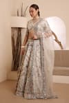 ISHRAM COUTURE_Ivory Handwoven Cotton Silk Embroidered Thread Tamanna Floral Lehenga Set _Online_at_Aza_Fashions